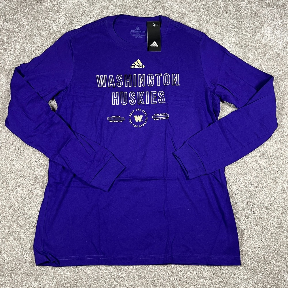 Adidas Mens Medium‎ Purple Washington Huskies College NCAA Amplifier T-Shirt NWT